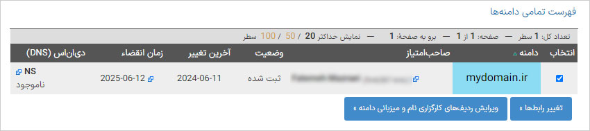 لیست دامنه‌ها در ایرنیک