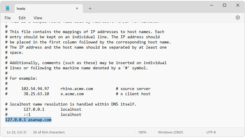 ویرایش فایل hosts در Notepad