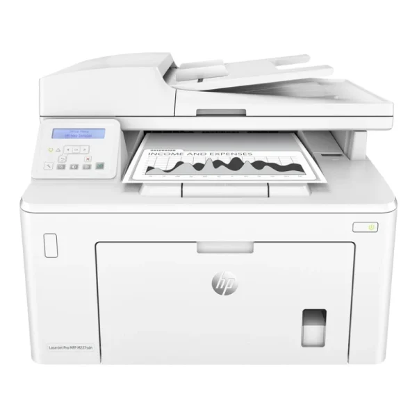 پرینتر اچ پی تک رنگ سه کاره با چاپ لیزری مدل LaserJet Pro MFP M227sdn، سایز چاپ A4، مجهز به تغذیه خودکار ADF، دارای اتصال شبکه، قابلیت چاپ دو رو